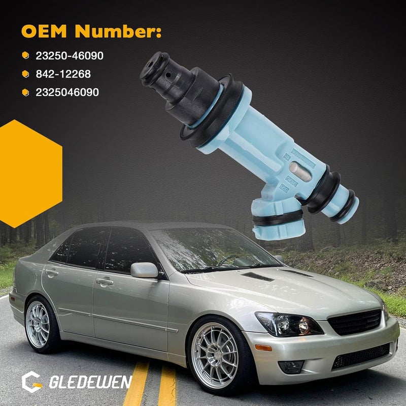 Gledewen Fuel Injectors Set of 6 23250-46090 Compatible with 1998-2005 Lexus GS300, 2001-2005 Lexus lS300, 1998-2000 Lexus SC300 3.0L, Fuel injectors for 1998 Toyota Supra 2 Holes - Image 3